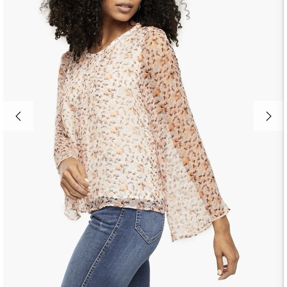 Able XL Jasmine Bell Sleeve Confetti Dot Printed Blouse Chiffon Cupro - Picture 13 of 13